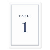 Navy Blue Classic Minimalistisch Wedding Tischnummer (Rückseite)