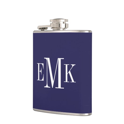 Navy Blue Classic Monogram Flachmann (Links)