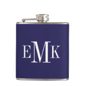 Navy Blue Classic Monogram Flachmann (Vorderseite)