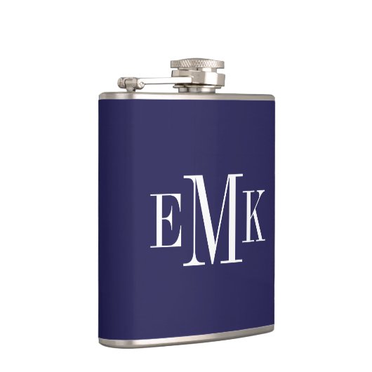 Navy Blue Classic Monogram Flachmann (Rechts)