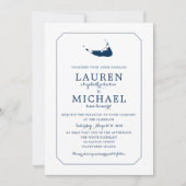 Navy Blue Classic Nantucket Island Map Wedding Einladung (Vorderseite)