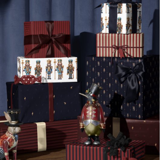 Navy blue classic nutcracker wrapping paper geschenkpapier