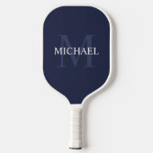 Navy Blue Classic Personalisiert Monogram und Name Pickleball Schläger (Rückseite)