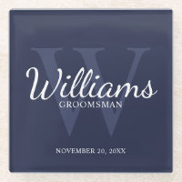 Navy Blue Classic Script Personalisierte Trauzeuge