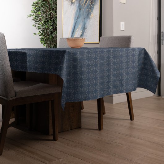 Navy Blue Classic Silver Snowflakes Elegant Custom Tischdecke