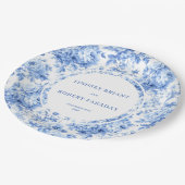 Navy Blue Classic Wedding Paper Plates Pappteller (Schrägansicht)