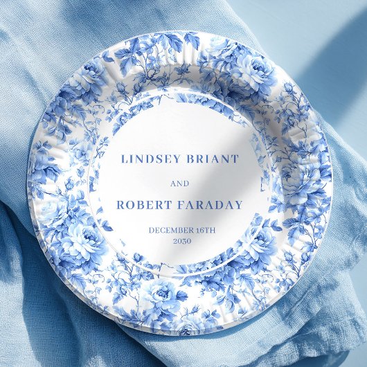 Navy Blue Classic Wedding Paper Plates Pappteller