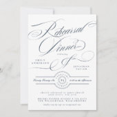 Navy Blue Classy Elegant Wedding Rehearsal Dinner Einladung (Vorderseite)