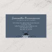 Navy Blue Classy Heart Floral Honey Biene Visitenkarte (Rückseite)