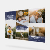 Navy Blue Clean Modern & 5 Foto Willkommen Acrylschild (Winkel)