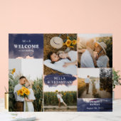 Navy Blue Clean Modern & 5 Foto Willkommen Acrylschild (Hochzeit)