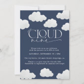 Navy Blue Cloud 9 Dusche modern stilvoll Einladung (Vorderseite)