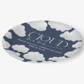 Navy Blue Cloud 9 Dusche modern stilvoll Pappteller (Schrägansicht)