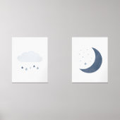 Navy Blue Cloud and Moon Boy Kinderzimmer Deco Bilderwand Sets (Vorderseite)
