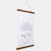 Navy Blue Cloud and Stars Boy Kinderzimmer Wandteppich Mit Holzrahmen (Gewinkelt)