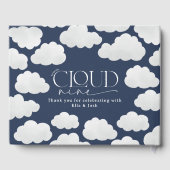 Navy Blue Cloud Nine Baby Shower Moderne Minimal Gästebuch (Rückseite)