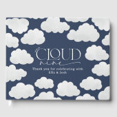 Navy Blue Cloud Nine Baby Shower Moderne Minimal Gästebuch (Vorderseite)