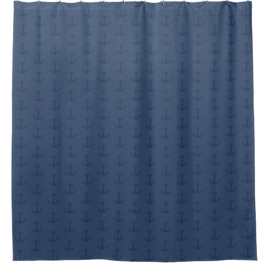 Navy Blue Coastal Anchor Duschvorhang (Vorderseite)