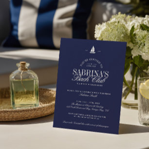 Navy Blue Coastal Chic Junggeselinnen-Abschied Einladung
