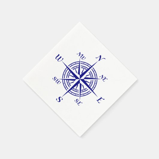 Navy Blue Coastal Compass Rose Serviette (Ecke)