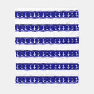 Navy Blue Coastal Muster Anker Fleecedecke