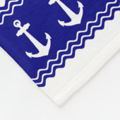 Navy Blue Coastal Muster Anker Fleecedecke (Ecke)
