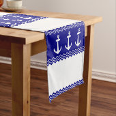 Navy Blue Coastal Muster Anker Kurzer Tischläufer (Beispiel)