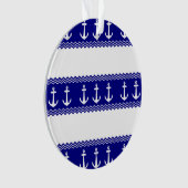 Navy Blue Coastal Muster Anker Ornament (Vorderseite)