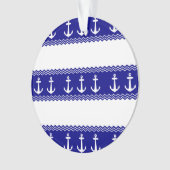 Navy Blue Coastal Muster Anker Ornament (Vorderseite)
