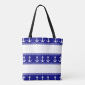 Navy Blue Coastal Muster Anker Tasche (Rückseite)