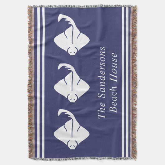 Navy Blue Coastal Nautical Stingray Manta Ray Door Decke (Vorderseite Vertikal)