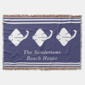 Navy Blue Coastal Nautical Stingray Manta Ray Door Decke (Vorderseite)