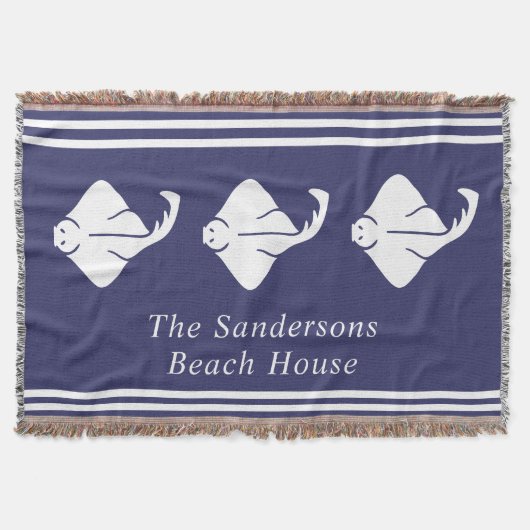 Navy Blue Coastal Nautical Stingray Manta Ray Door Decke (Vorderseite)