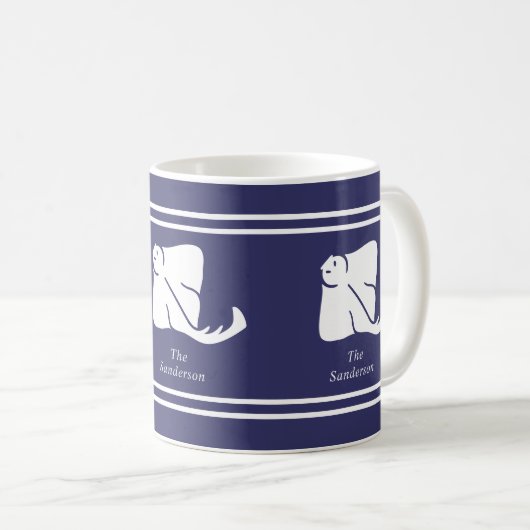 Navy Blue Coastal Nautical Stingray Manta Ray Door Kaffeetasse (VorderseiteRechts)