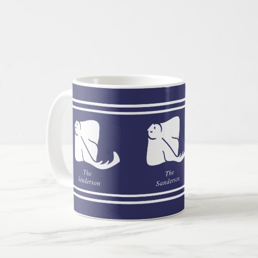 Navy Blue Coastal Nautical Stingray Manta Ray Door Kaffeetasse (Vorderseite Links)