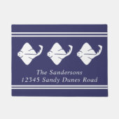 Navy Blue Coastal Nautical Stingray Manta Ray Fußmatte (Vorderseite)