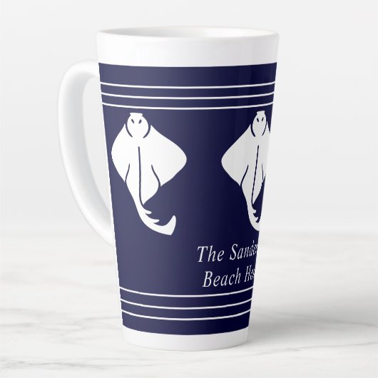 Navy Blue Coastal Nautical Stingray Manta Ray Milchtasse (Linke Ecke)