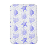 Navy Blue Coastal Seashells Starfish Badematte (Vorderseite Vertikal)