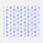Navy Blue Coastal Seashells Starfish Fleecedecke (Vorderseite (Horizontal))