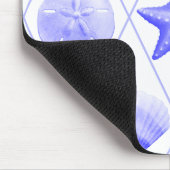 Navy Blue Coastal Seashells Starfish Mousepad (Ecke)
