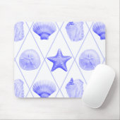 Navy Blue Coastal Seashells Starfish Mousepad (Mit Mouse)