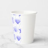 Navy Blue Coastal Seashells Starfish Pappbecher (Links)