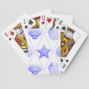 Navy Blue Coastal Seashells Starfish Spielkarten