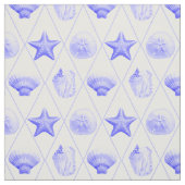 Navy Blue Coastal Seashells Starfish Stoff (Muster)