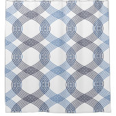 Navy Blue, Cobalt Interlocking Lines Duschvorhang (Vorderseite)
