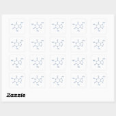 Navy Blue Coffein Molecule Quadratischer Aufkleber (Blatt)