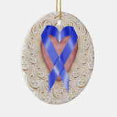 Navy Blue Colon Cancer Ribbon from Heart - SR Keramikornament (Rechts)