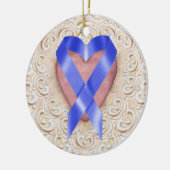 Navy Blue Colon Cancer Ribbon from Heart - SR Keramikornament (Links)