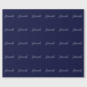 Navy Blue Color Plain Modern Own Name Calligraphy Geschenkpapier (Flach)