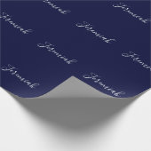 Navy Blue Color Plain Modern Own Name Calligraphy Geschenkpapier (Ecke)